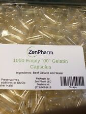 1000 Empty Capsules Recloseable Bag Size 00 Kosher Halal Gel Caps Free Ship