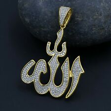 Allah Almighty Islamic MAGNIFICENT  Yellow Gold On Sterling Silver Charm Pendant