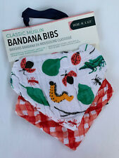 BEBE AU LAIT Bandana Bibs Classic Muslim 2 Pack Bugs Picnic Red White Checked