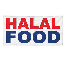Vinyl Banner Multiple Sizes Halal Food Red Blue Bar Restaurant Truck Outdoor