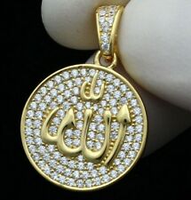 2.7Ct Men's Muslim Allah Genuine D/VVS Moissanite Pendant 14K Yellow Gold Finish