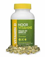 NoorVitamins Vitamin D3 5000 IU Supplement Health - 60 Softgels - Halal Vitamins