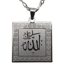 Large Silver Pt Allah Necklace Islam Muslim Charm Quran Gift Islamic Chain God