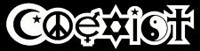 Coexist Vinyl Window Decal  Sticker Jewish Pagan Christian Muslim yin yang 