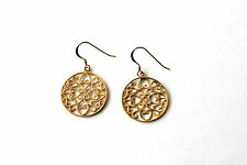 Gold Plate Sterling Silver 925 Filigree Dangle Hook Islamic Ornate Earrings 