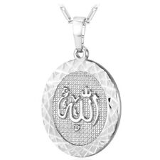 Unisex Islamic Muslim Necklace Gift Platinum Allah Pendant 22 inch Link Chain 