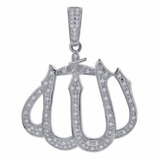 Sterling Silver Cubic Zirconia CZ Islamic Allah Pendant