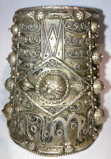 Huge Antique Islamic Ottoman Middle East 800 Silver Ethnic Tribal Wrist Bracelet