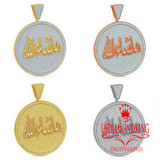 Real Silver Mashallah Muslim Charm Islamic Arabic Pendant Medallion Big 2.65''