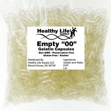 Empty Gelatin Capsules - Sizes 000 00 0 1 2 3 4 - USA Kosher // Halal Gel Caps 