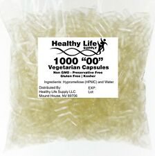 1000 EMPTY VEGETARIAN CAPSULES SIZE 00 Kosher and Halal Vegan Caps #00Veg 