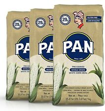 P.A.N. Whole Grain White Corn Meal Pre-cooked Flour, Harina PAN, 2 LB Pack of 3