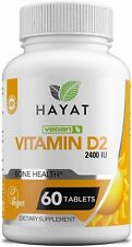 Hayat Vitamins Vegan Natural Vitamin D 2400 IU, D2, Certified Halal, 60 Tablets