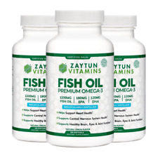 Zaytun Vitamins Halal Fish Oil 1200mg Omega-3 300mg EPA/DHA 3-Pack 360 Softgels