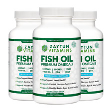 Zaytun Vitamins Halal Fish Oil 1200mg Omega-3 300mg EPA/DHA 3-Pack 360 Softgels