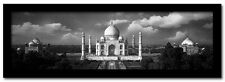 Framed Faux Canvas: Taj Mahal on a Cloudy Day - 18x7 -Islamic Art/Decor/Gift