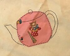 Black Teapot Pink Applique Kitten Out Of A Hat Muslim  Kitchen Towel
