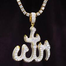 Custom Diamond Allah Arabic Islamic Pendant 925 Sterling Silver Charm 0.30 Ct.