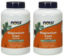 NOW Foods Magnesium 400mg,180 Capsules (Pack of 2) Nervous System Support
