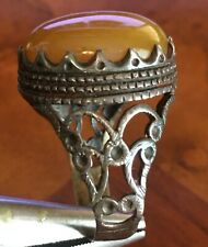 Yellow AQEEQ Silver Sterling Islamic Ring, from Yemen . SUFI Men Ring