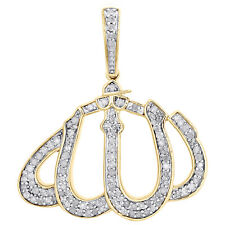 Diamond Allah Arabic Islamic Pendant Sterling Silver 1.40" Dome Pendant 7/8 CT