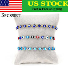 3pcs Hamsa Bead Bracelet Fatima Evil Eye Reiki Luck Muslim Meditation Chain US