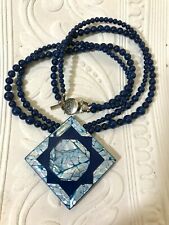 Karla Jordan Vintage Blue Inlaid Mother of Pearl Rub El Hizb Islamic Necklace 