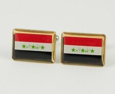 Iraq Flag Cufflinks--Iraqi Arabic Islamic Muslim Middle Eastern Persian Gulf 