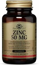 ZINC 50mg, 100 Tablets, for Immune Support, Kosher, Halal, Solgar FAST SHIPPING