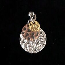 Hijab Pin, Dangle Silver Gold & Copper Tone Hammered Round Design, Muslim Islam