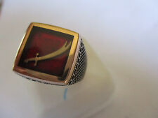 Gorgeous Style Islamic ring for men and Silver & Bronze red square shape sz 11.5