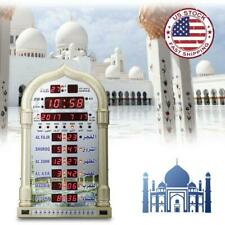 Islamic Mosque Azan Wall Clock Alarm Calendar Muslim Prayer Ramadan Golden USA