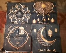  Eid Mubarak Set of 4 Decoration Pillow Cushion Covers 18"X 18" Islam Muslim New