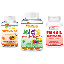 Halal Family Pack 3-Kids Multivitamins,D3+DHA 2000 IU, Fish Oil Softgels 2000 mg