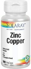Solaray, Zinc Copper,100 VegCaps, Formulated to Optimize Zinc Absorption NEW