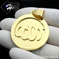 MEN Stainless Steel Gold Muslim Allah Plain Round Charm Pendant*P78