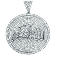 Men's Big Bold 3"  Allahu' Akbar Muslim God Charm Pendant Real Sterling Silver