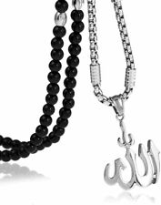 Islamic Jewelry Allah Necklace Muslim Pendants Necklace with Natural Agate Stone