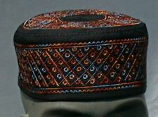 Muslim Kufi Embroidered Black Rust 57cm Men's Topi Islamic Prayer Cap MEDIUM