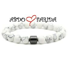 Hematite Magnet Bracelet Lava Map Tiger Howlite Stones Muslim MB-6245D-01