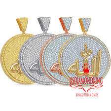 Big XL 3'' 14K Gold Over Real Silver Allah God Muslim Custom Pendant Medallion