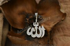 14K Yellow Gold Over Diamond Islamic Allah Arabic Pendant 1.5"Inch With Chain