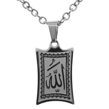 Silver Pt Stainless Steel Muslim God Allah Necklace Pendant Chain Muslim Gift 