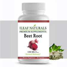 iLeafNaturals Beet Root Organic Whole-Food Powder - 1200 MG Veggie Capsules