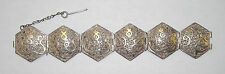 Antique Middle Eastern Islamic Sterling 6 Panel Bracelet   Hallmarked