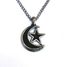 Gothic Pagan Occult Horror 80s Punk Islamic Crescent Moon Star Pendent Necklace