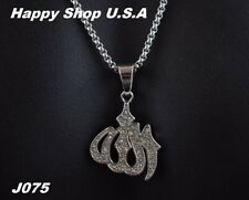 Hip Hop Fashion Stainless Steel Color Silver Allah Muslim Islamic Pendant 