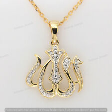 14K Yellow Gold Finish 0.35 CT Diamond Allah Arabic Islamic Unisex Pendant Charm