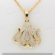 14K Yellow Gold Finish 0.35 CT Diamond Allah Arabic Islamic Unisex Pendant Charm