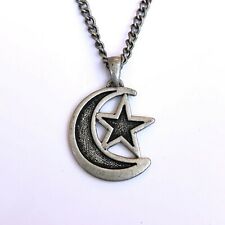 Gothic Pagan Occult Horror 80s Punk Islamic Crescent Moon Star Pendent Necklace